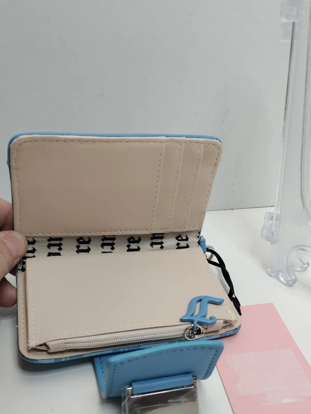 Juicy Couture Light Blue Monogram Wallet - Compact Card Holder
